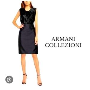 Armani Collezioni Women’s Black Satin Pencil Skirt Size 12